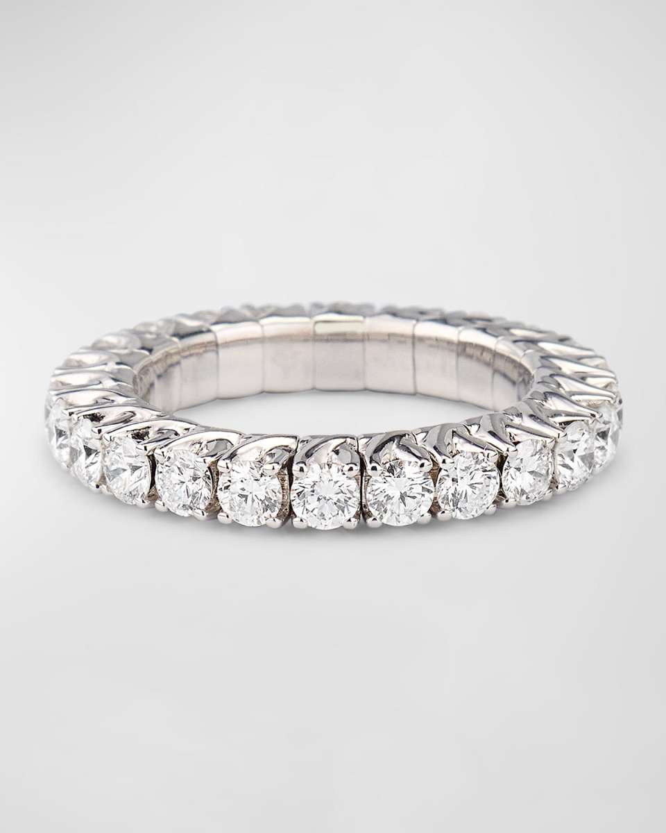 18K White Gold Xpandable Diamond Ring, Size 6.5 - 9.5